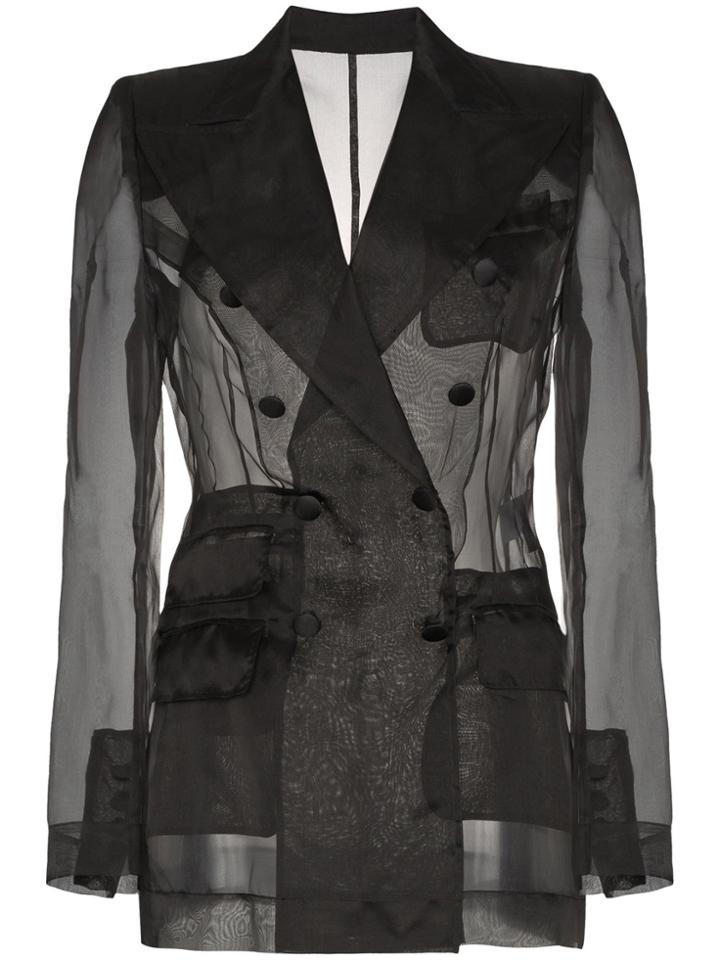 Dolce & Gabbana Sheer Organza Double Breasted Jacket - Black