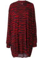 Mm6 Maison Margiela Zebra Print Hooded Dress - Red