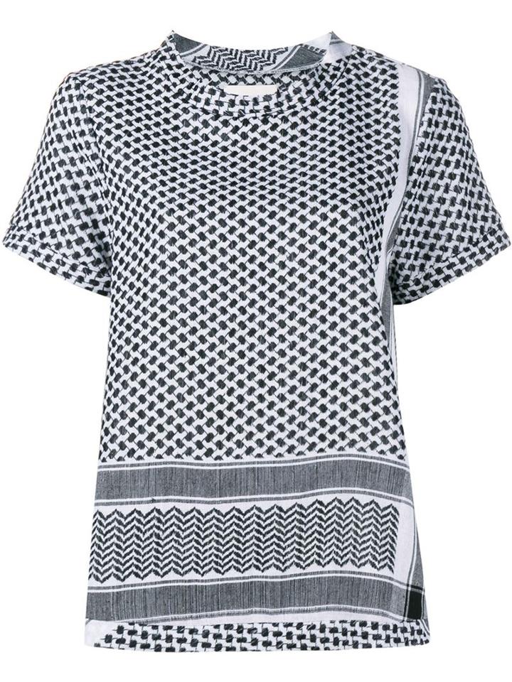 Cecilie Copenhagen Keffiyeh Cotton Short Sleeve Top, Women's, Black, Cotton