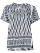 Cecilie Copenhagen Keffiyeh Cotton Short Sleeve Top, Women's, Black, Cotton