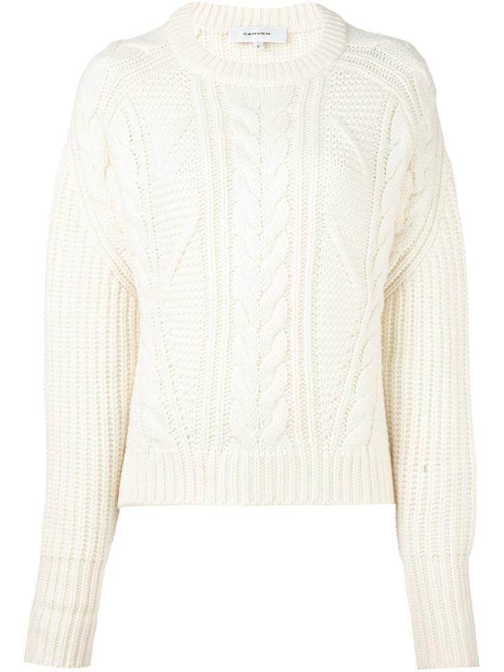 Carven Cable Knit Jumper, Women's, Size: Small, White, Nylon/wool