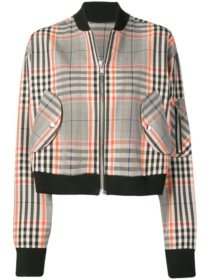 Essentiel Antwerp Plaid Bomber Jacket - White
