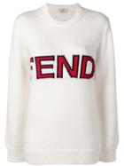 Fendi Intarsia Logo Sweater - White