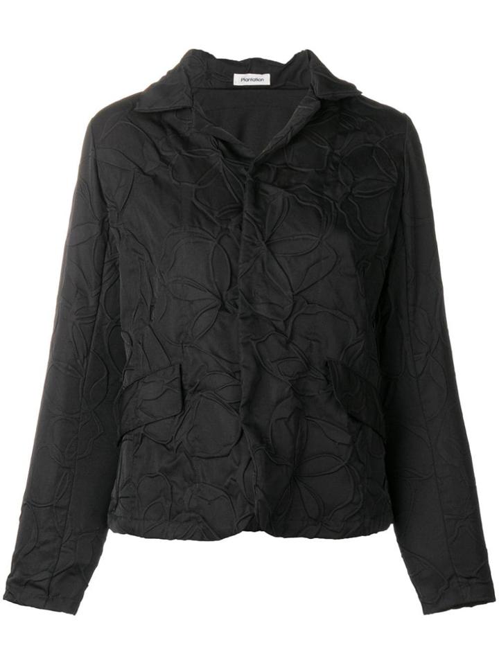 Plantation Floral Textured Fitted Jacket - Black