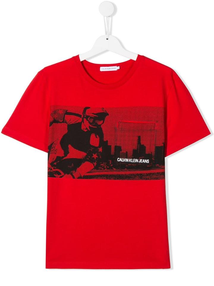 Calvin Klein Kids Teen Printed T-shirt - Red