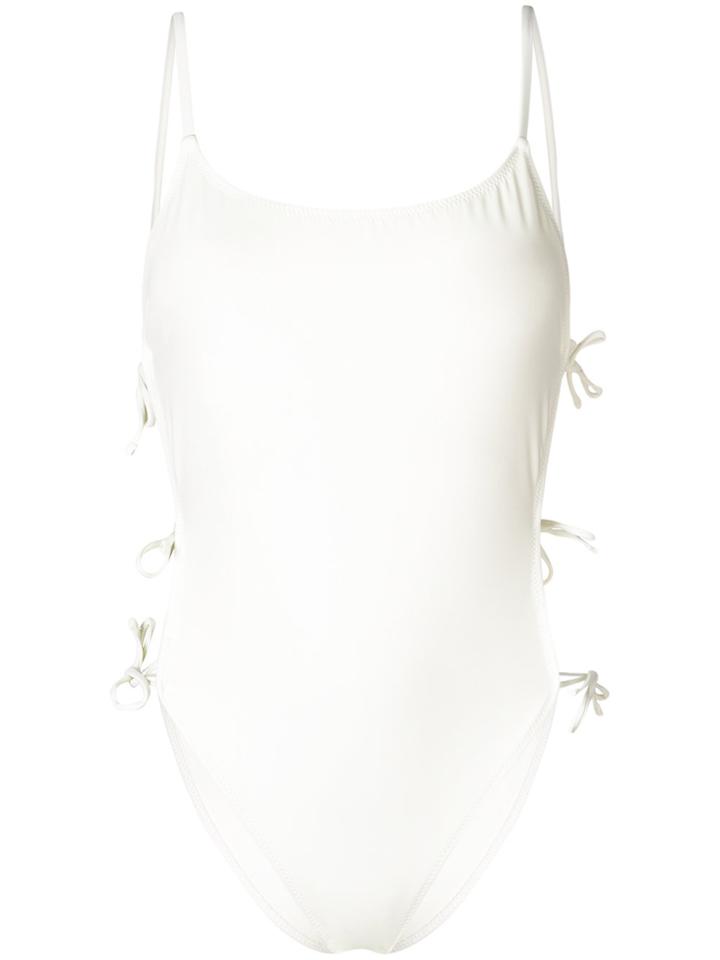 Solid & Striped Open Side One Piece Swimsuit - White