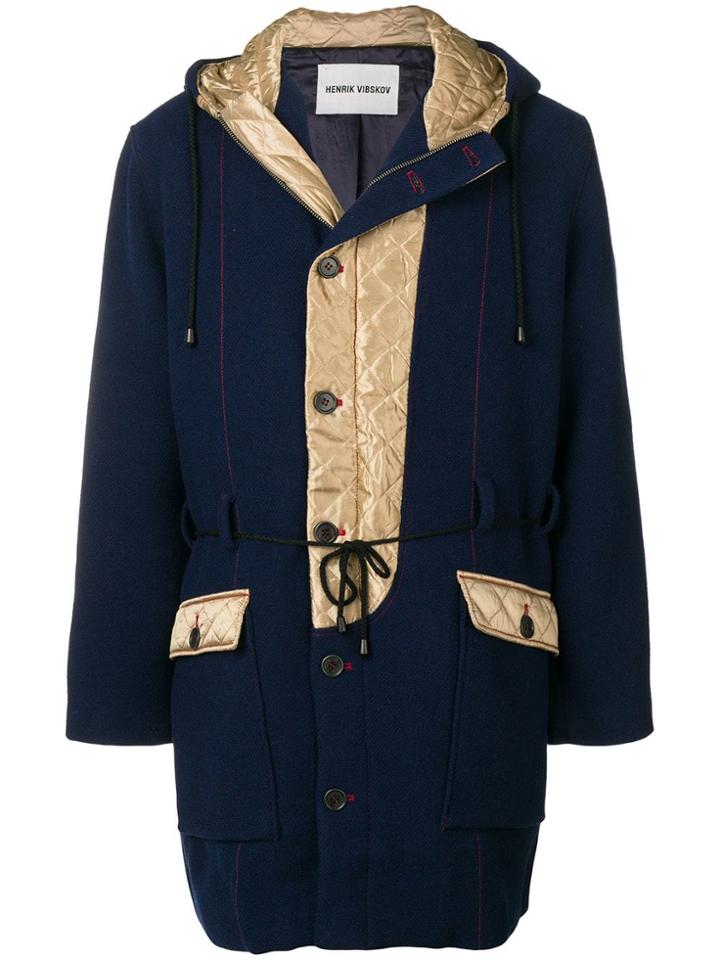 Henrik Vibskov Quilted Duffle Coat - Blue