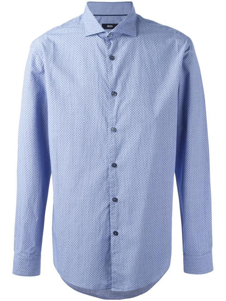 Boss Hugo Boss Printed Long Sleeve Shirt, Men's, Size: Xxl, Blue, Cotton