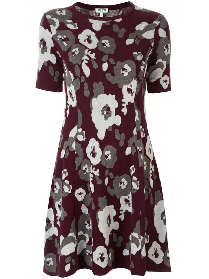 Kenzo Peonie Jacquard-knit Dress - Red