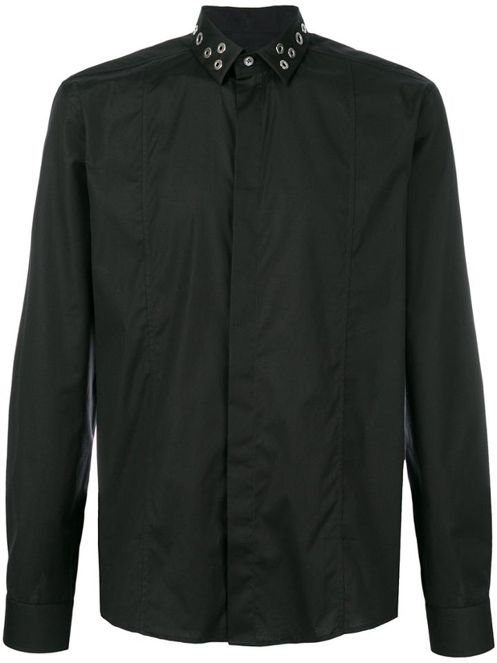 Les Hommes Collar Eyelets Shirt - Black