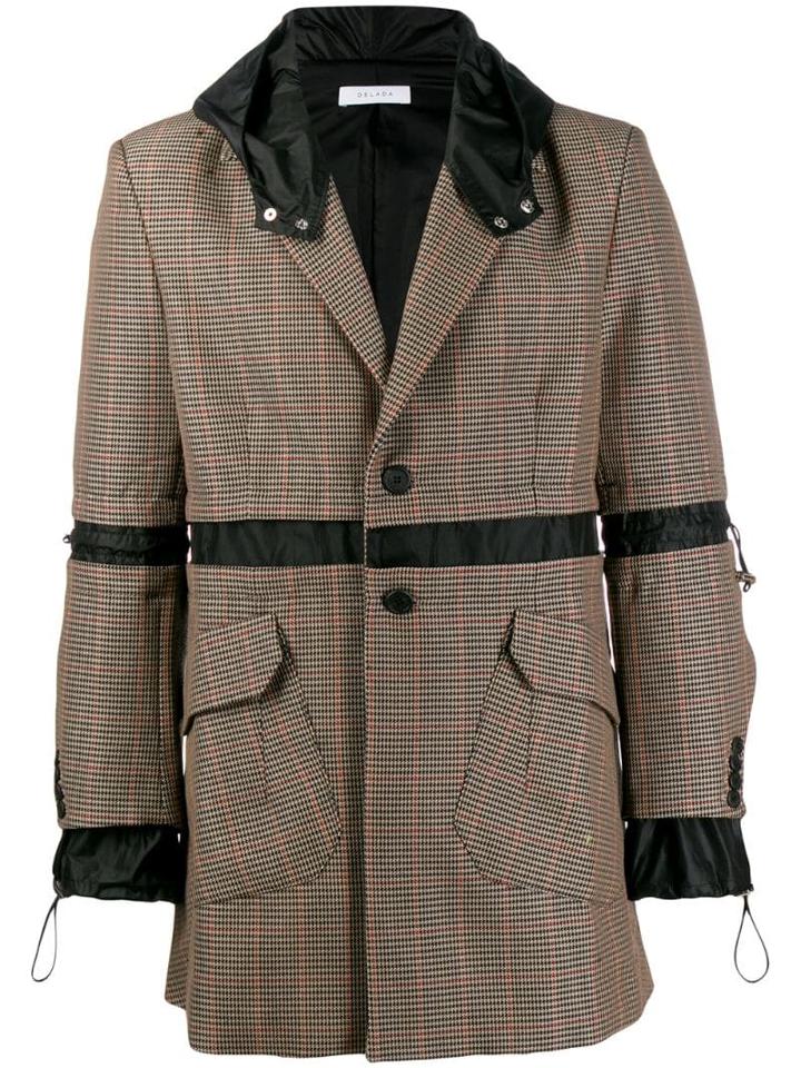 Delada Check Hooded Blazer - Neutrals