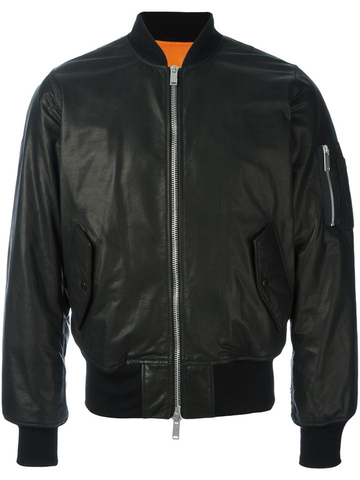 Unravel 'seta' Bomber Jacket, Men's, Size: 52, Black, Calf Leather/polyamide