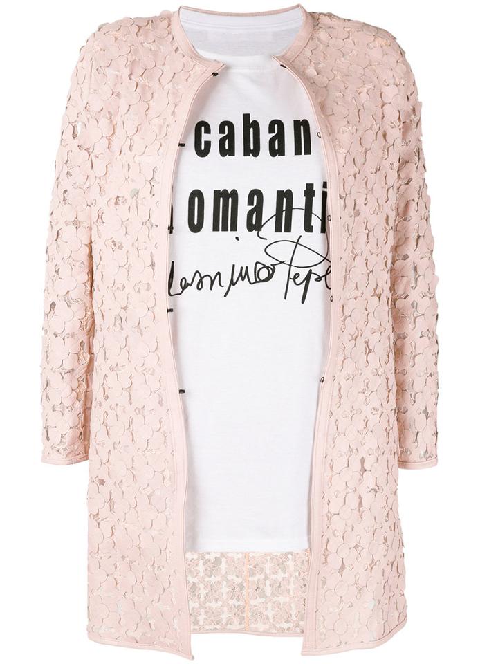 Flower Patch Coat - Women - Cotton/leather/polyamide - 50, Pink/purple, Cotton/leather/polyamide, Caban Romantic