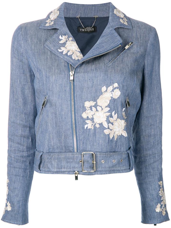 Twin-set Embroidered Denim Jacket - Blue