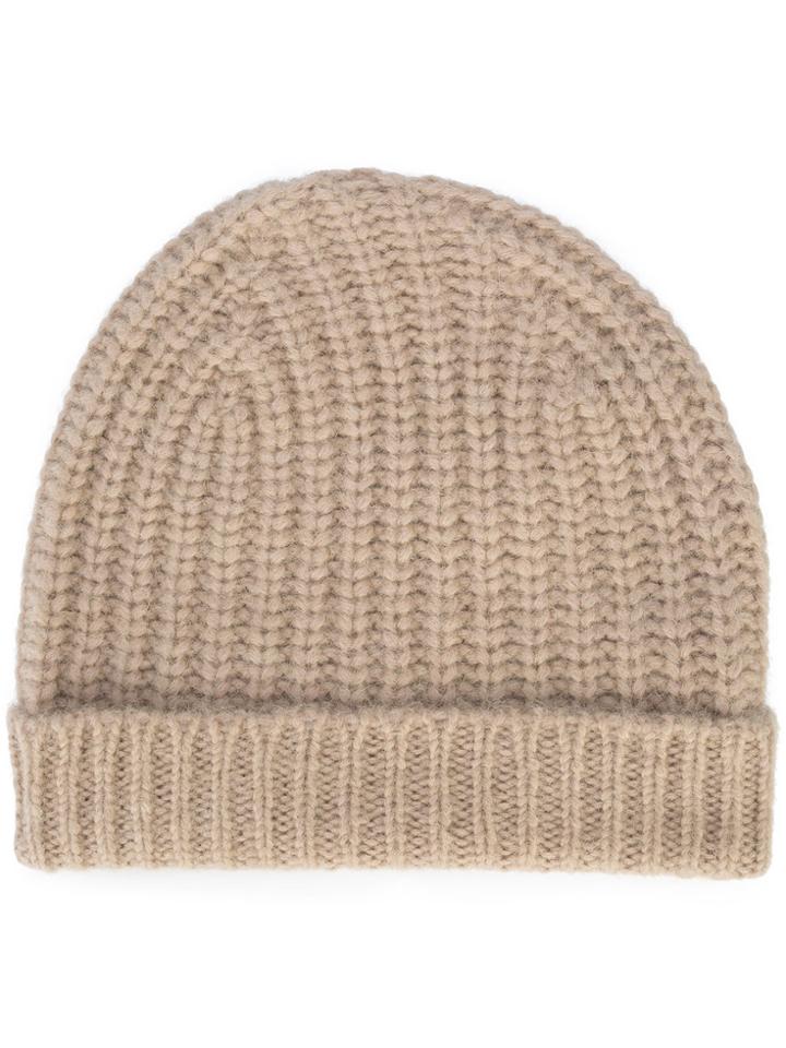 Closed Ribbed Beanie - Nude & Neutrals