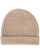 Closed Ribbed Beanie - Nude & Neutrals