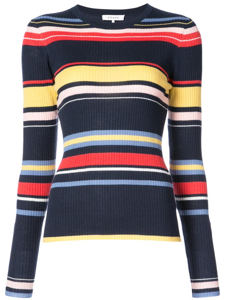 Frame Denim Rainbow Stripe Sweater - Blue