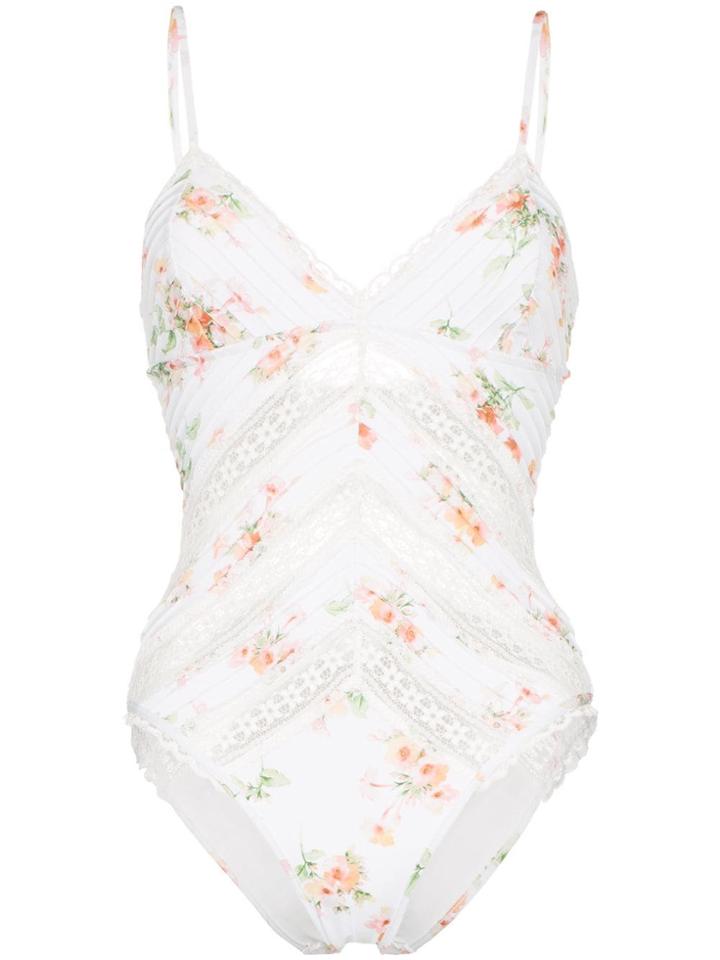 Zimmermann Heathers Floral Lace Trim Swimsuit - Multicoloured