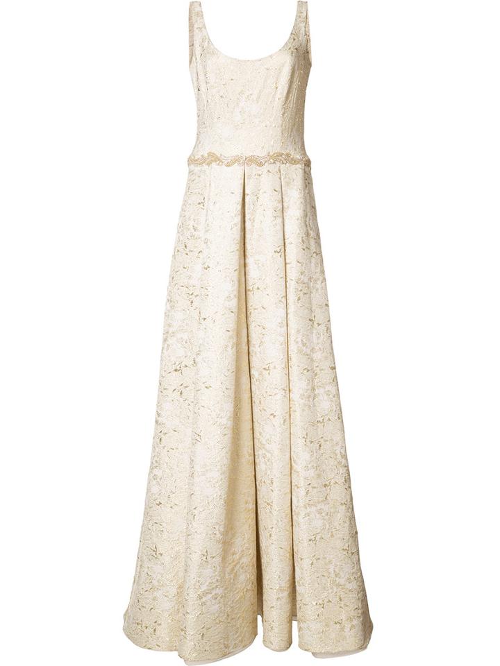 Marchesa Notte Floral Jacquard Gown, Women's, Size: 2, Nude/neutrals, Acetate