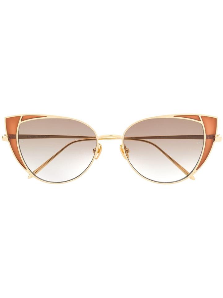 Linda Farrow Cat Eye Sunglasses - Gold