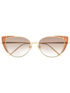 Linda Farrow Cat Eye Sunglasses - Gold