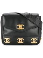 Chanel Vintage Logo Flap Belt Bag - Black