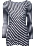 Pleats Please By Issey Miyake 'slant' Striped Top