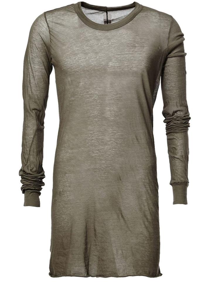 Rick Owens Long Length T-shirt, Men's, Size: Xs, Green, Cotton
