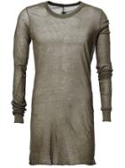 Rick Owens Long Length T-shirt, Men's, Size: Xs, Green, Cotton