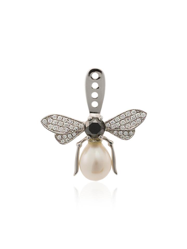 Yvonne Léon 18k White Gold Fly Earcuff With Pearl And Diamonds