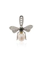 Yvonne Léon 18k White Gold Fly Earcuff With Pearl And Diamonds