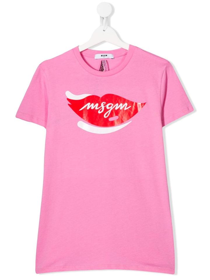 Msgm Kids Lips Logo T-shirt - Pink