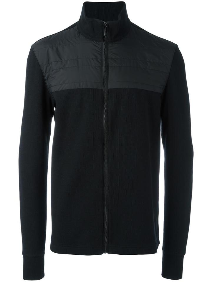 Michael Kors High Neck Zipped Jacket, Men's, Size: Large, Black, Cotton/spandex/elastane/nylon