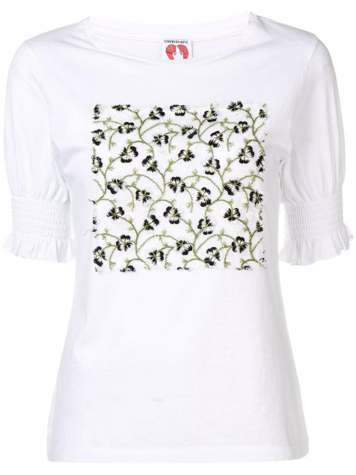 Shrimps Pansy Embroidered T-shirt - White