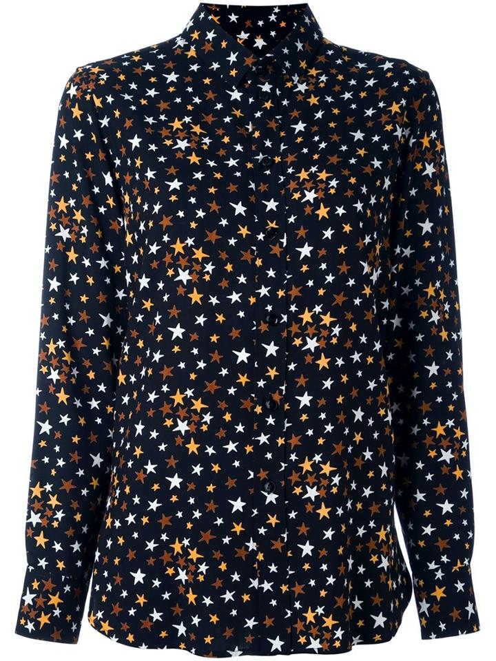 Saint Laurent Star Print Shirt, Women's, Size: 40, Black, Viscose