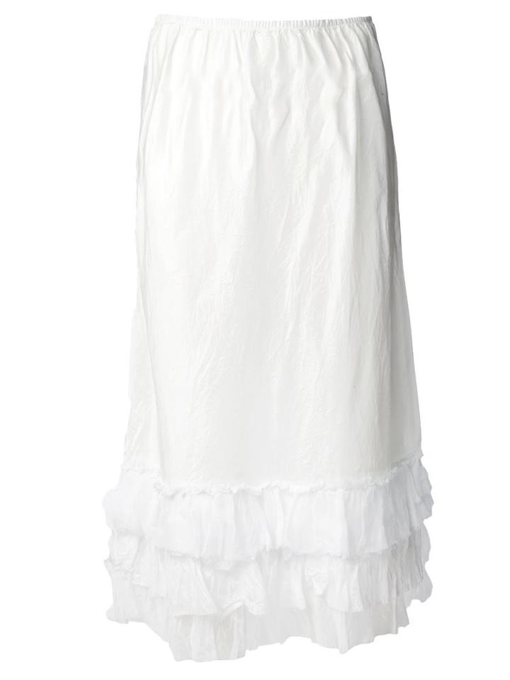 Dosa Long Ruffle Skirt, Women's, Size: 1, White, Silk