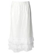 Dosa Long Ruffle Skirt, Women's, Size: 1, White, Silk
