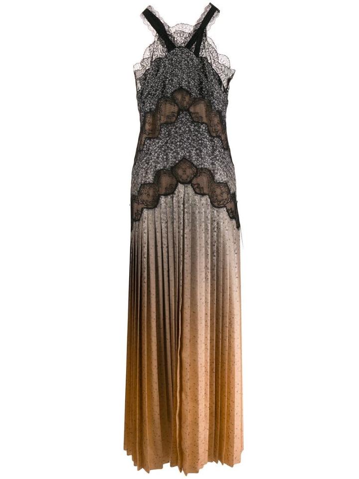 Fendi Halterneck Pleated Dress - Neutrals