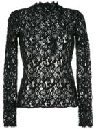 Helmut Lang Crochet Sheer Blouse - Black