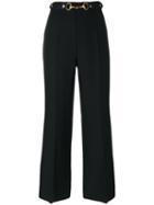 Gucci - Horsebit Cropped Trousers - Women - Silk/leather/polyester/wool - 44, Black, Silk/leather/polyester/wool