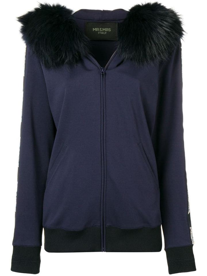 Mr & Mrs Italy Fur-trimmed Hoodie - Blue