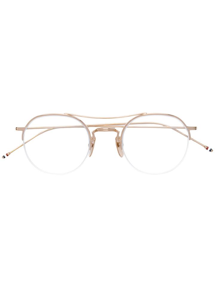 Thom Browne Eyewear Aviator Glasses - Metallic