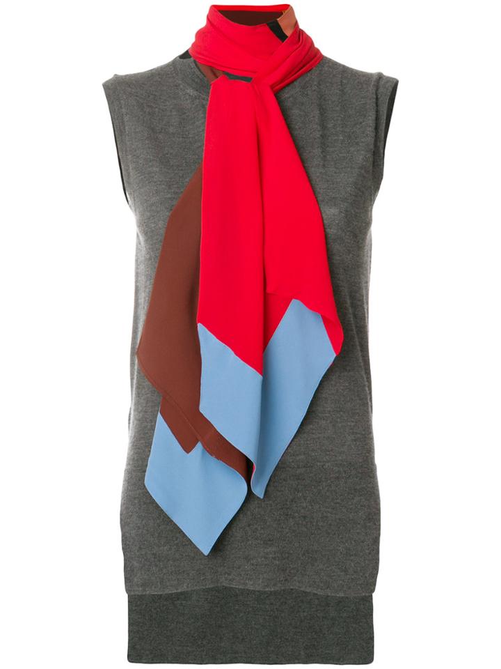Marni Cashmere Sleeveless Scarf Sweater - Grey