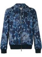 Etro Floral Print Zipped Hoodie, Men's, Size: Xl, Blue, Cotton/polyamide