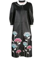 Carolina Herrera Embroidered Floral Coat - Black