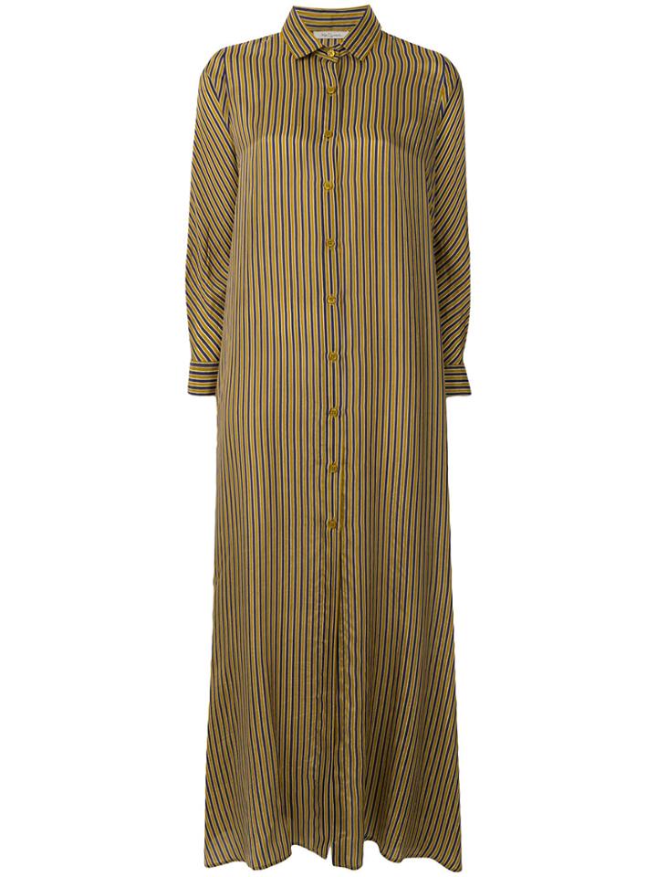 Mes Demoiselles Striped Maxi Shirt Dress - Yellow & Orange