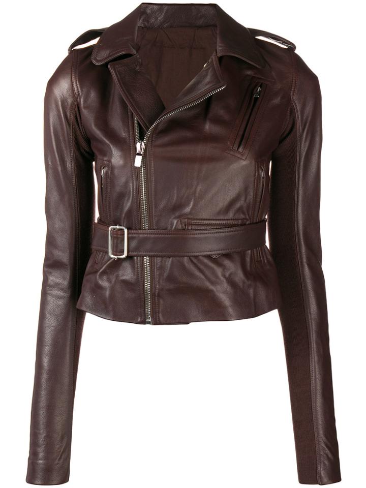 Rick Owens Belted Biker Jacket - Brown