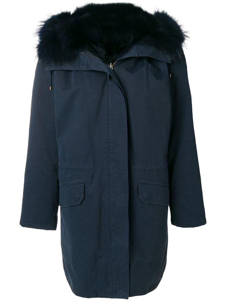 Yves Salomon Army Fur Trim Parka - Blue