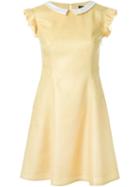 Loveless Frill Trim Flared Dress, Women's, Size: 36, Yellow/orange, Cupro/polyester