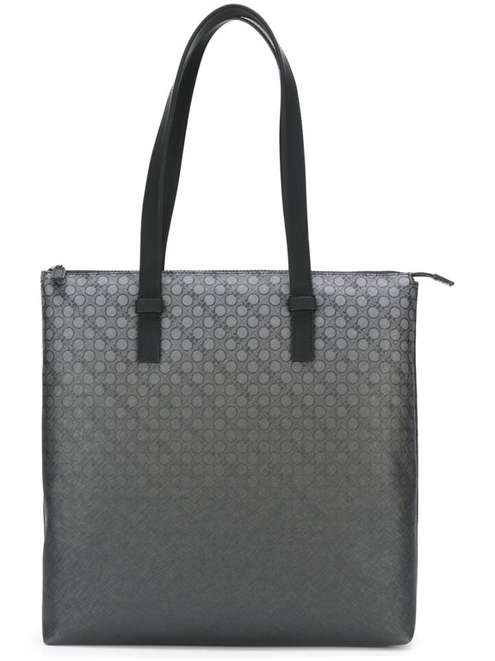 Salvatore Ferragamo Logo Print Tote, Men's, Pvc/calf Leather